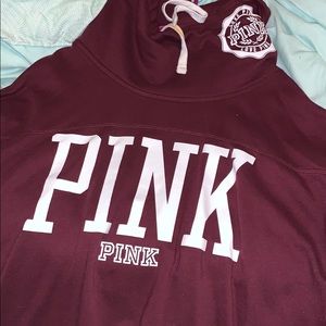 PINK sweater with oversized neck armor